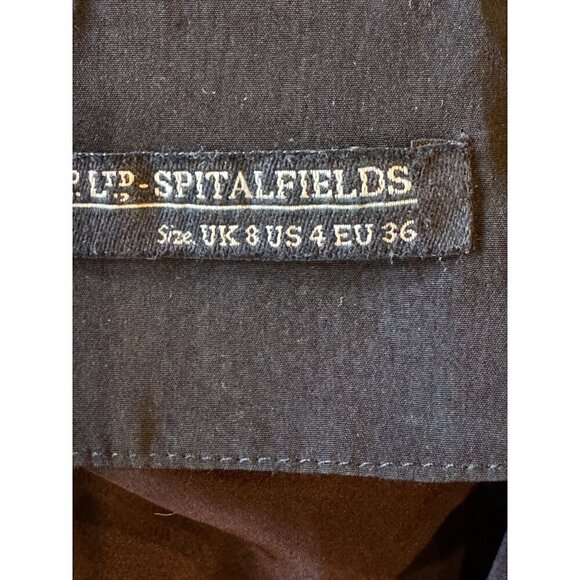 AllSaints Dress Women 4 Brown Black Silky Lacyn Colorblock Panel‎ Mini Shift - Picture 9 of 12